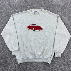 Vintage Chevy Camero Sweatshirt Mens XL Gray Heavy Red Car Embroidered‎ Crewneck